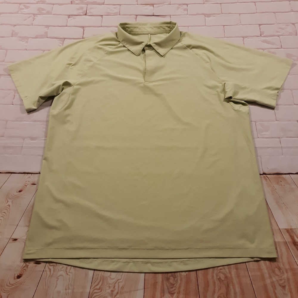 Lululemon Polo Shirt Mens XL Slim Green Short Sleeve Performance